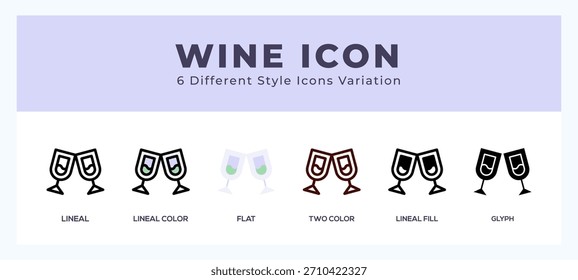 Iconos de vector de copa de vino diseñados. conjunto de símbolos de iconos.