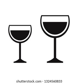 Wine glass vector icons. Isolated wineglass silhouette, alcohol beverage sign - Vector