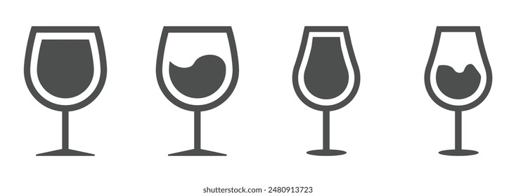 Wine glass vector icons set