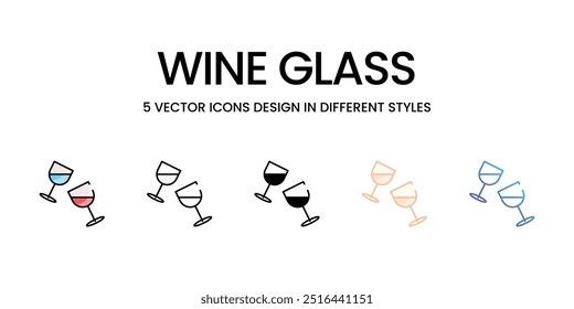 Wine Glass ícones de vetor definidos prontos para usar ilustração de vetor