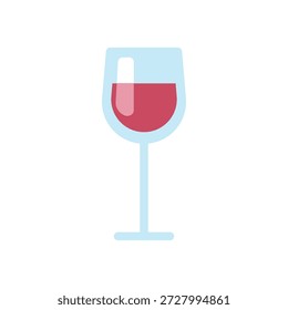 Ilustración vectorial de copa de vino. Imagen de diseño plano de copa de vino tinto. Bebidas alcohólicas, concepto de restaurante.