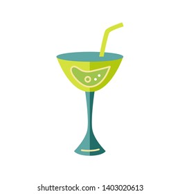 Wine glass vector illustration isolated on white background. Martini cocktail. Flat style design.