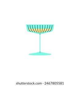 Wine glass. Vector illustration of a transparent glass with blue glass on a long stem for tasting or pleasant relaxation. Wine day. Flat style on isolated background.