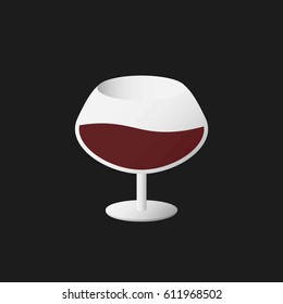 Wine Glass Vector. Isolated on Black Background.