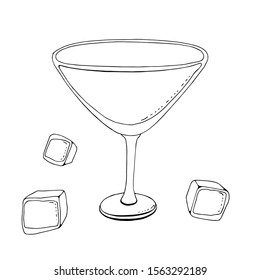 wine glass vector line icon, sign, illustration on background, editable strokes. alcohol glass for vermouth. wine glass conical shape. one line. simplified style, stylization, simple style. glass