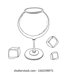 wine glass vector line icon, sign, illustration on background, editable strokes. alcohol. wine glass conical shape. one line. simplified style, stylization, simple style. glass goblet. capacity for