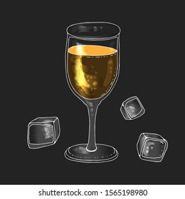 wine glass vector line icon, sign, illustration on background, editable strokes. alcohol glass for vermouth. wine glass conical shape. one line. simplified style, stylization, simple style. glass