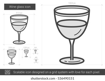 Wine glass vector line icon isolated on white background. Wine glass line icon for infographic, website or app. Scalable icon designed on a grid system.