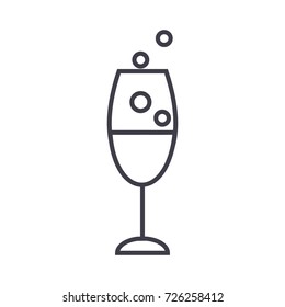 wine glass vector line icon, sign, illustration on background, editable strokes