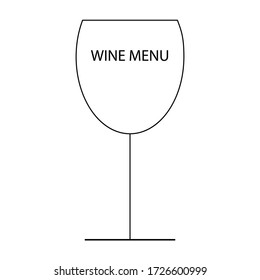 Weinglas, Vektor, Linie, Text des Weinmenüs mit weißem Hintergrund