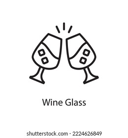 Wine Glass Vector Outline Icon Design illustration. Love Symbol on White background EPS 10 File