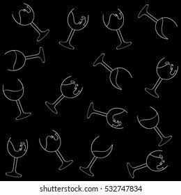 Wine glass. Vector seamless pattern. Suitable for menu .Suitable for Poster.