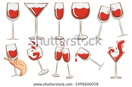 wine glass vector set clipart design