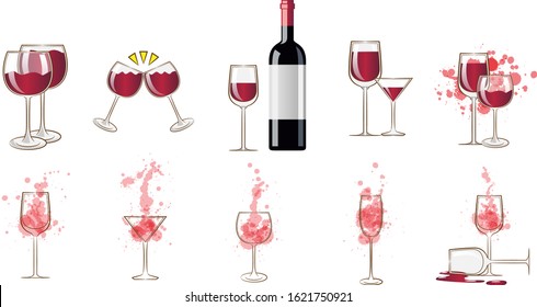 Wine glass vector set collection graphic clipart design