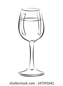 Wine Glass. Vector Sketch, Doodle.