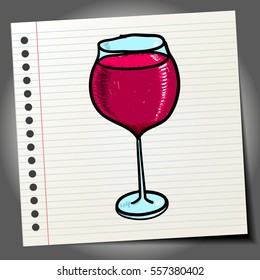 Wine glass. Vector sketch, doodle.