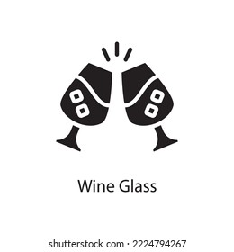 Wine Glass Vector Solid Icon Design illustration. Love Symbol on White background EPS 10 File