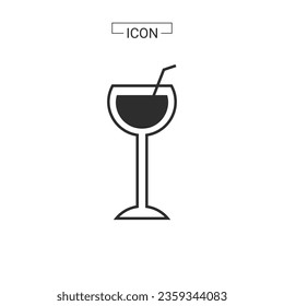 wine glass with water and Line and fill 