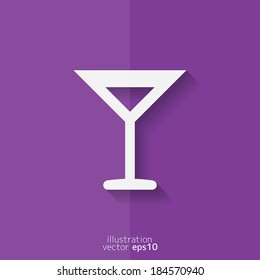 Wine glass web icon. Flat design.