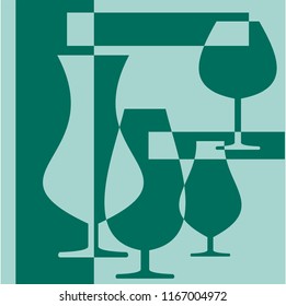 wine glass, wineglasses, vector, gray, line drawing, illustration. for web design, printing, poster, banner, wallpaper, advertising