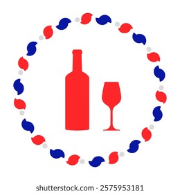 Wine glass and wreath on white