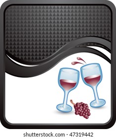 wine glasses black checkered wave background