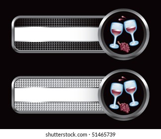 wine glasses black and silver checkered tabs