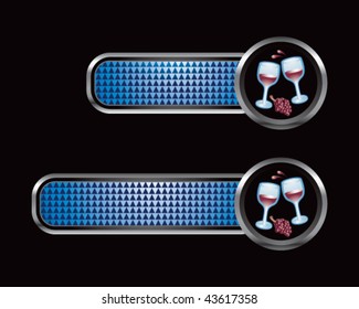 wine glasses blue checkered tabs