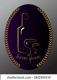 Wine glasses with bottle logo design in different colour combinations for alcohol company branding or for bar shops banner or for hotel menu card designing.