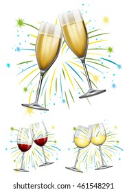 Wine glasses and champagne glasses illustration