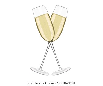 Wine glasses champagne on white background