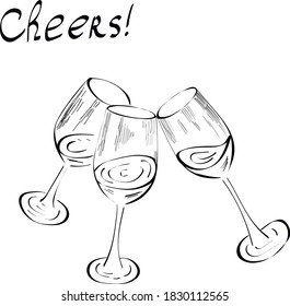 Gafas de vino, ovejas vectoriales elementos de diseño aislados sobre fondo blanco. Concepto de logotipo, menú, tarjetas 