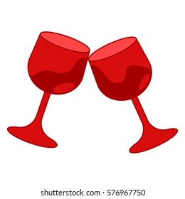 Wine Glasses Clinking to do Cheers, colorful flat style vector illustration