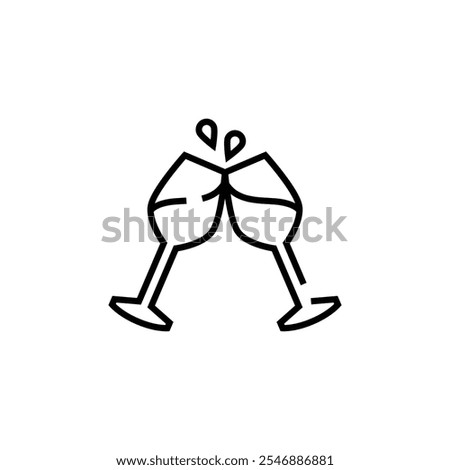Wine glasses clinking icon. Simple wine glasses toast icon for social media, app, and web design. Vector illustration