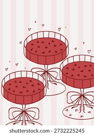 Vasos de vino con corazones lindos, Arte vectorial