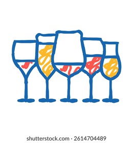 wine glasses doodle icon sketch vector. wine glasses sign. isolated symbol illustration