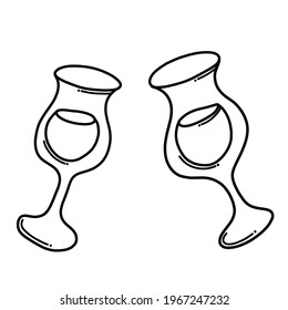 Wine glasses Doodle vector icon. Drawing sketch illustration hand drawn cartoon line.