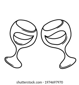 Wine glasses Doodle vector icon. Drawing sketch illustration hand drawn cartoon line.