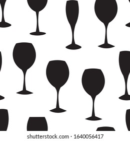 Wine glasses drink vector seamless pattern. Concept for menu, cards, wallpaper, wrapping paper