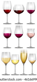 Wine glasses filled with wine illustration