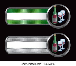 wine glasses green and silver checkered tabs