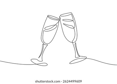 Óculos De Vinho Desenhados À Mão Um Desenho De Linha. Vidro De Vinho Abstrato Desenho Linear Simples Mínimo. Ilustração de vetor Grunge sujo conceito de bebida. Moderna Arte de Contorno Trendy. Não AI