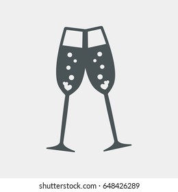 Wine glasses heart quality vector illustration cut