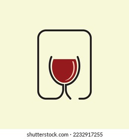 wine glasses icon logo. simple flat vector design. good for cafe wine, etc.