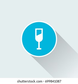wine glasses icon with long shadow