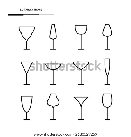 Wine Glasses Icon Set Vector Design.