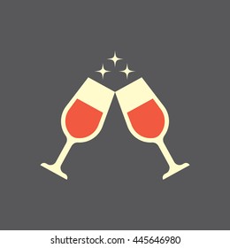 Wine Glasses Icon. Toast/ Cheers illustration.
