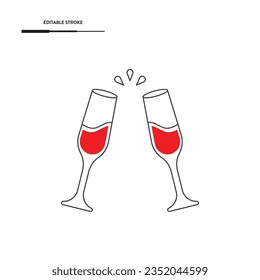 Diseño de vectores de iconos de lentes de vino.