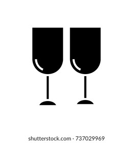 wine glasses icon, vector illustration, black sign on isolated background