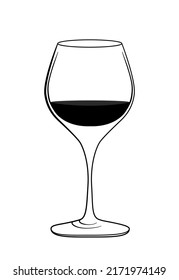 Wine glasses line art, glass icon. Vector illustration of glassware for wine. White background